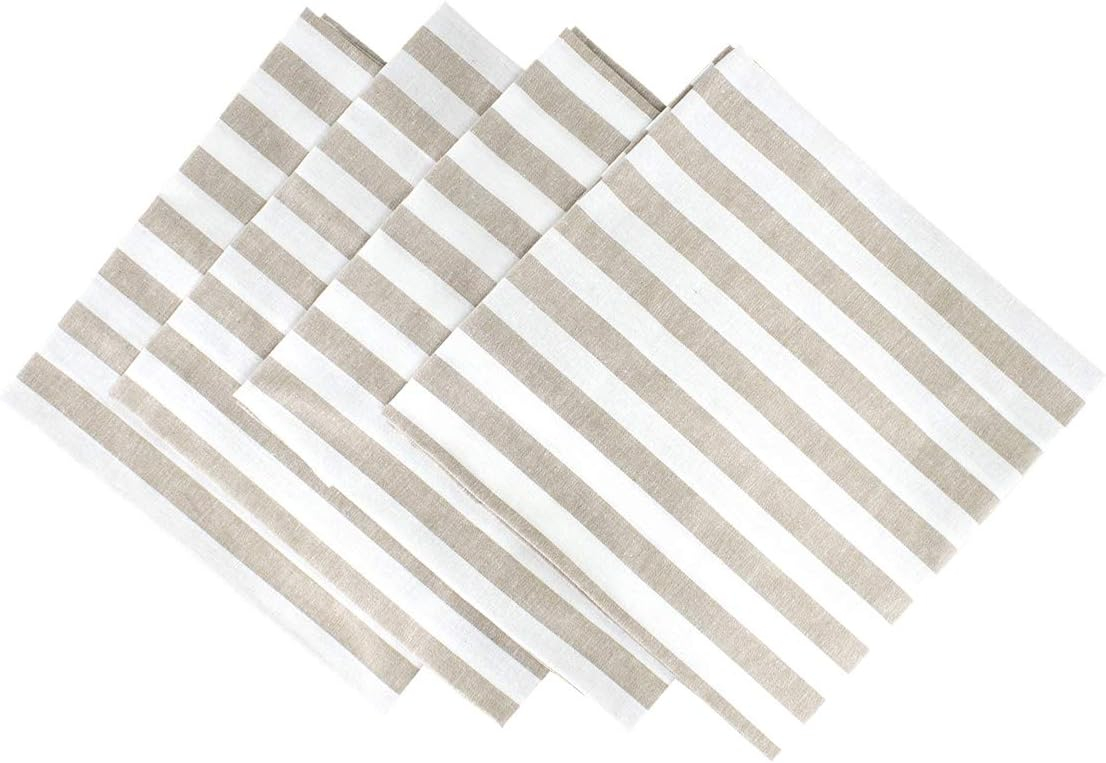 Fennco Styles Soft Thick Striped 100% Pure Cotton Cloth Napkins 20 x 20 Inch, Set of 4