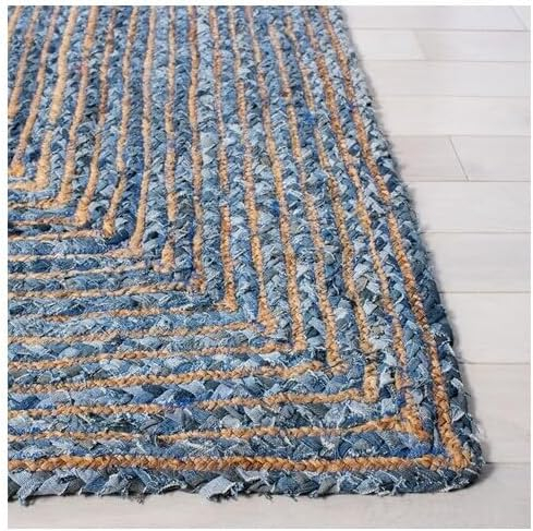 SAFAVIEH Cape Cod Miah Geometric Area Rug, Blue/Natural, 6' x 6' Square