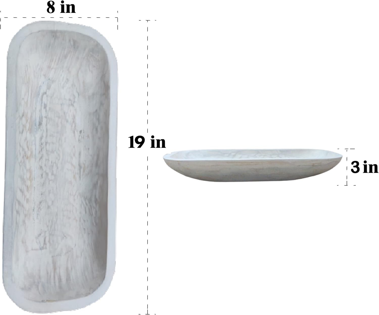 Dough Bowl, Wooden Dough Bowls for Decor, Wooden Bowls Decorative (L19 x W8 x H3 inches)
