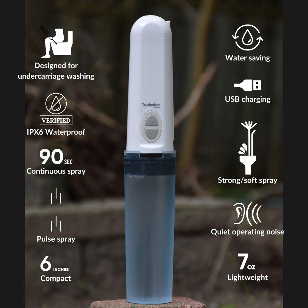 Swissker by Swissklip Aquavesi Portable Bidet| Rechargeable Portable bidet for travel| Portable Bidet For Women & Men for Menstruation, Soothing Postpartum, Perineal Care and Hemorrhoid