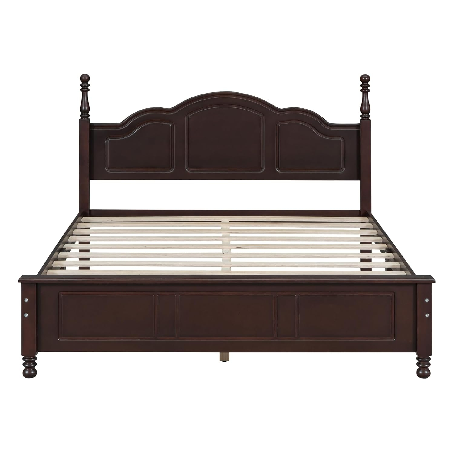 Queen Size Wood Platform Bed Frame,Retro Style Platform Bed Frame for Boys Girls Kids Adults Toddler with Wooden Slat Support,Dark Walnut