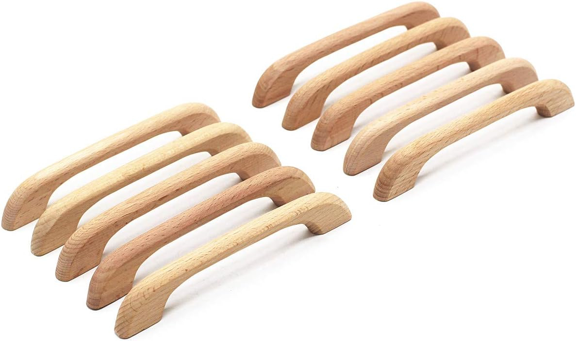 WEICHUAN 10PCS Unfinished Wood Pulls Handles - Kitchen Cabinets Furniture Dresser Wardrobe Cupboard Drawer Pulls Handles, 2.5" Hole Centers