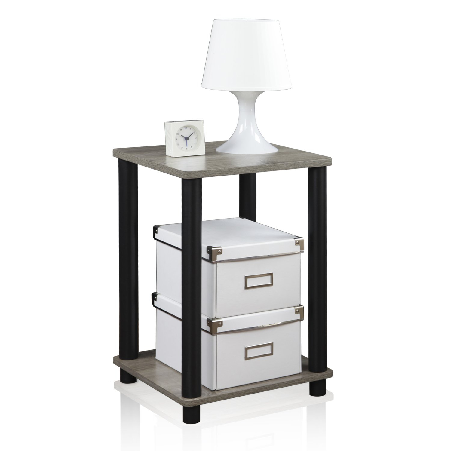 Furinno Turn-N-Tube End Table, Square,Black,Wood