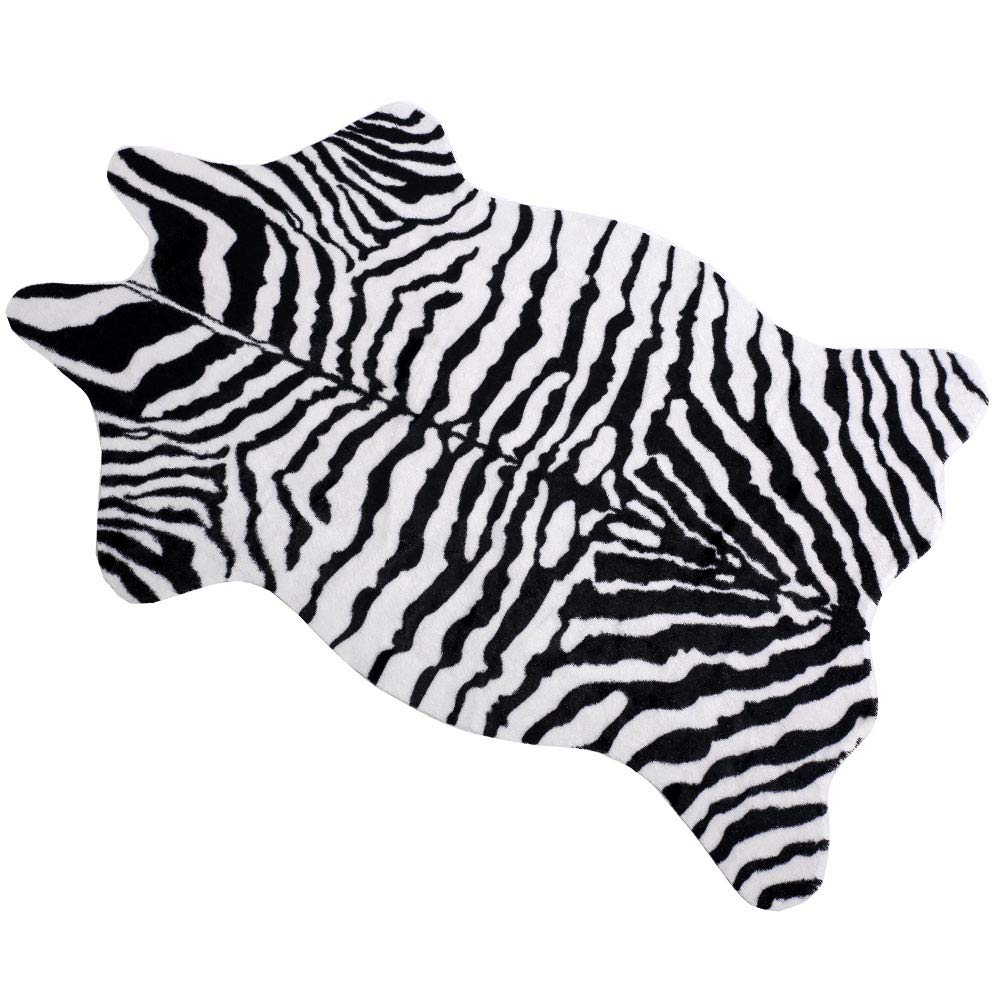 MustMat Cute Faux Zebra Print Throw Rug Perfect for Office/Kids Room/Under Tables/Smaller Area 3.6x2.3 Feet