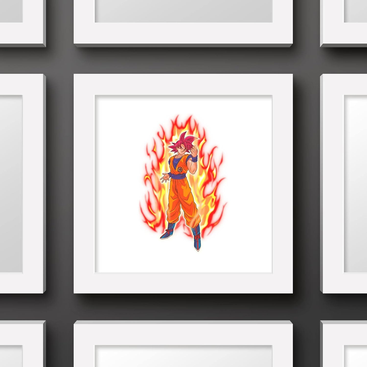 Gallery Pops Dragon Ball: Super - Super Saiyan God Goku Wall Art, White Framed Version, 12" x 12"