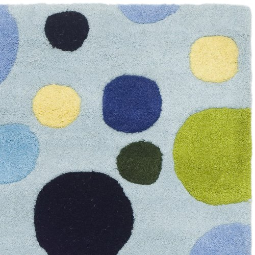 Handmade Tufted Blue/Multi Wool and Viscose Square Rug, 2' x 3'