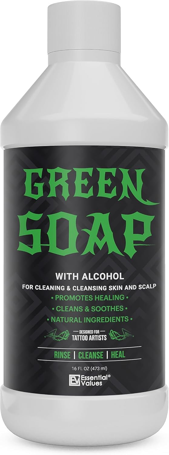 Essential Values Tincture Green Soap, Perfect for Tattoo Cleaning - Made in USA