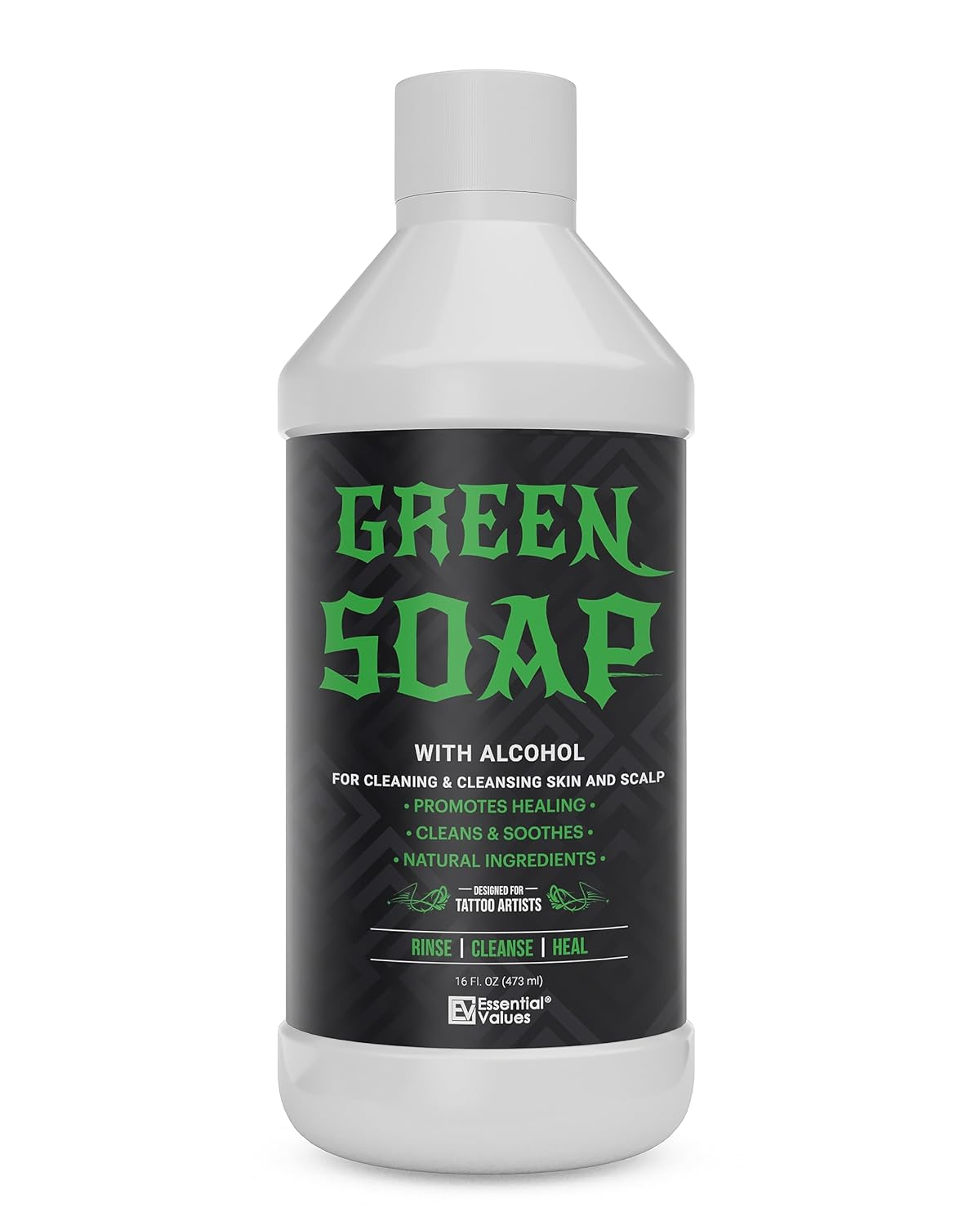 Essential Values Tincture Green Soap, Perfect for Tattoo Cleaning - Made in USA