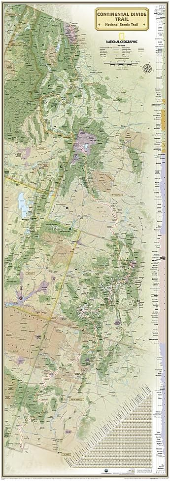 National Geographic Continental Divide Trail Map, In Gift Box, 18" x 48"