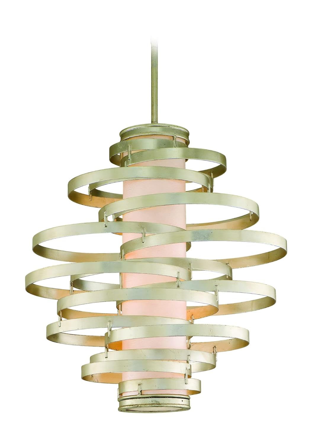 Large Modern Silver Crystal Pendant Light with Citrine Ice Glass Shade