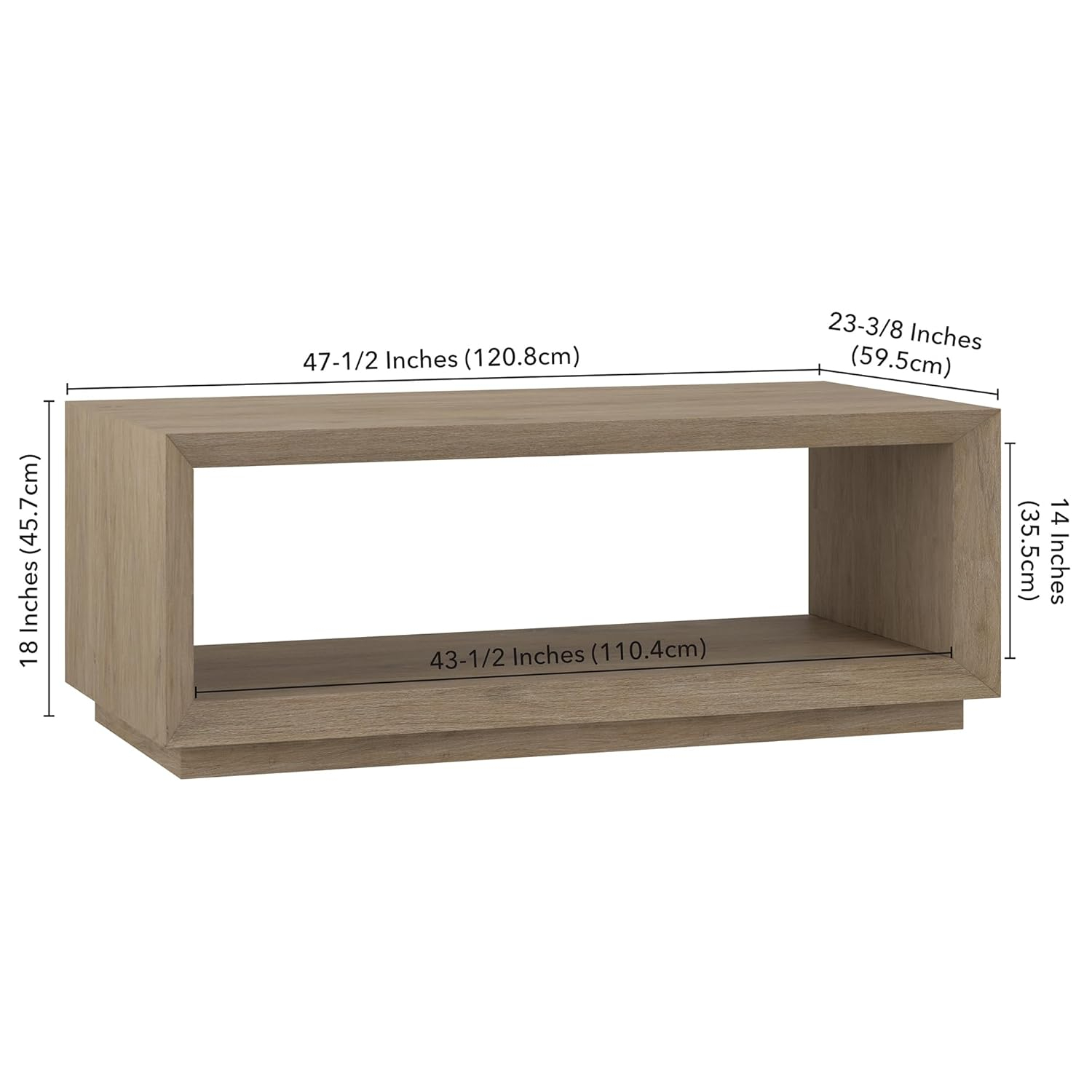 Evelyn&Zoe Tannen 48" Wide Rectangular Coffee Table, Antiqued Gray Oak