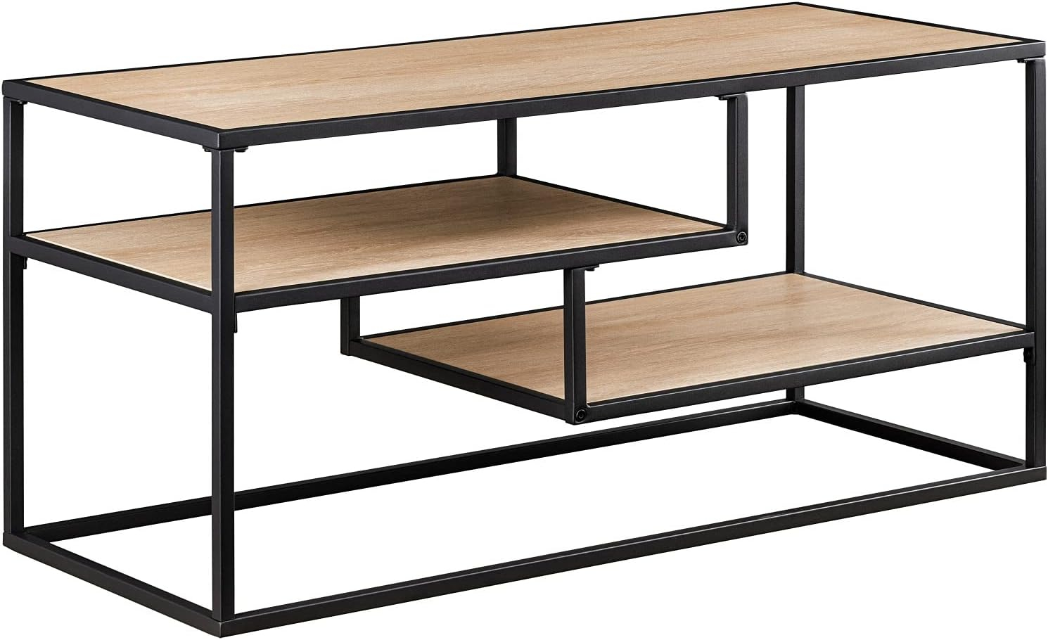 40" Coastal Oak and Black Metal Floating Shelf TV Stand