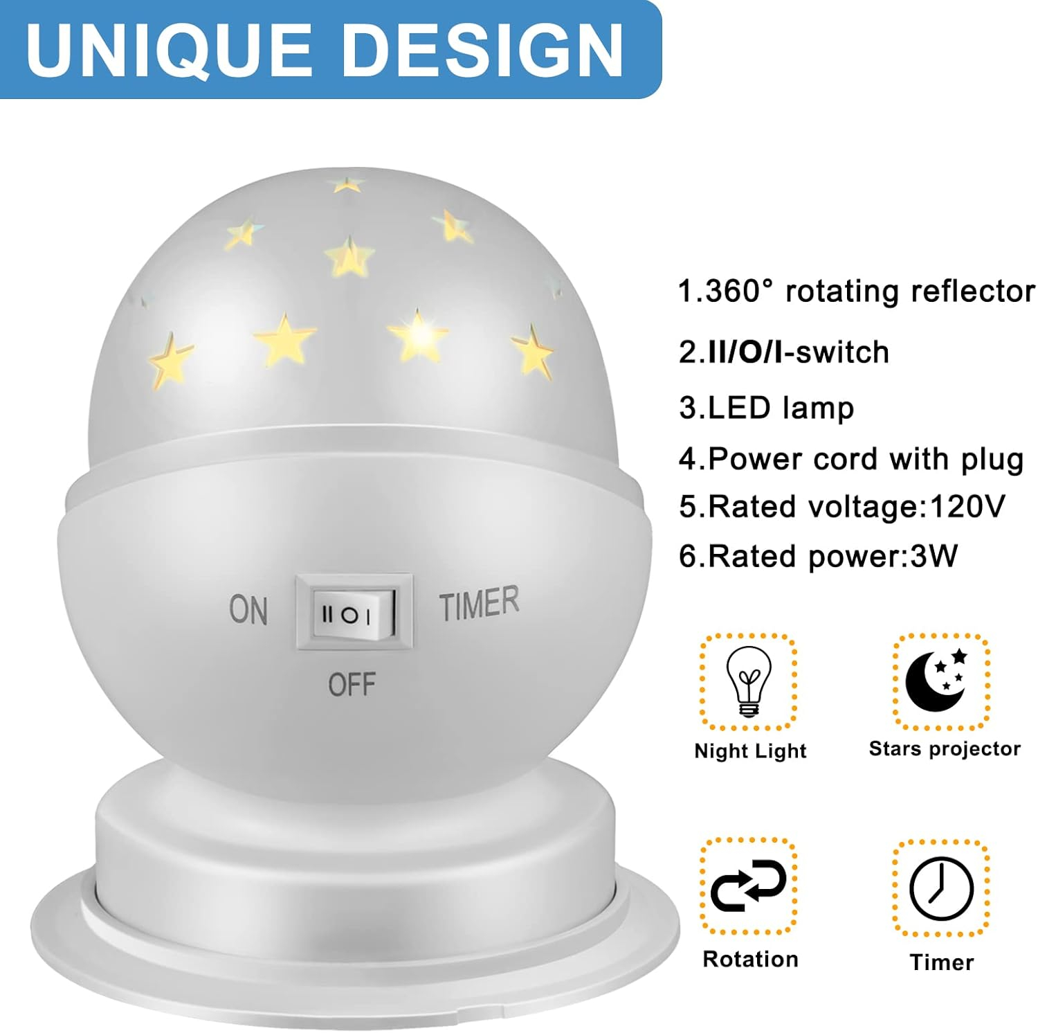 Star Night Light for Kids Girls Night Light Plug in Night Light for Kids with Timer,1 Pack,3000K,White