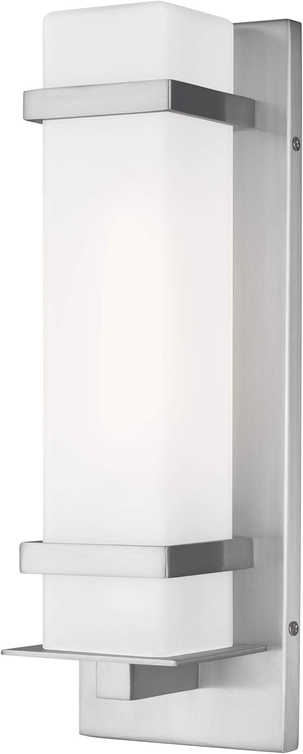 Alban 1-Light Satin Aluminum Outdoor Wall Lantern Sconce with LED Bulb