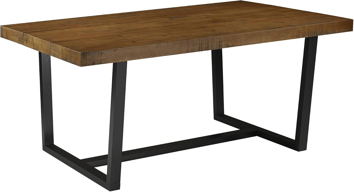 Rustic Oak 72" Solid Wood Dining Table with Black Base