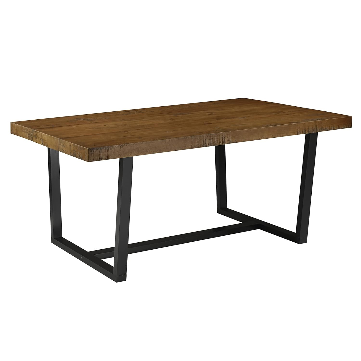 Rustic Oak 72" Solid Wood Dining Table with Black Base