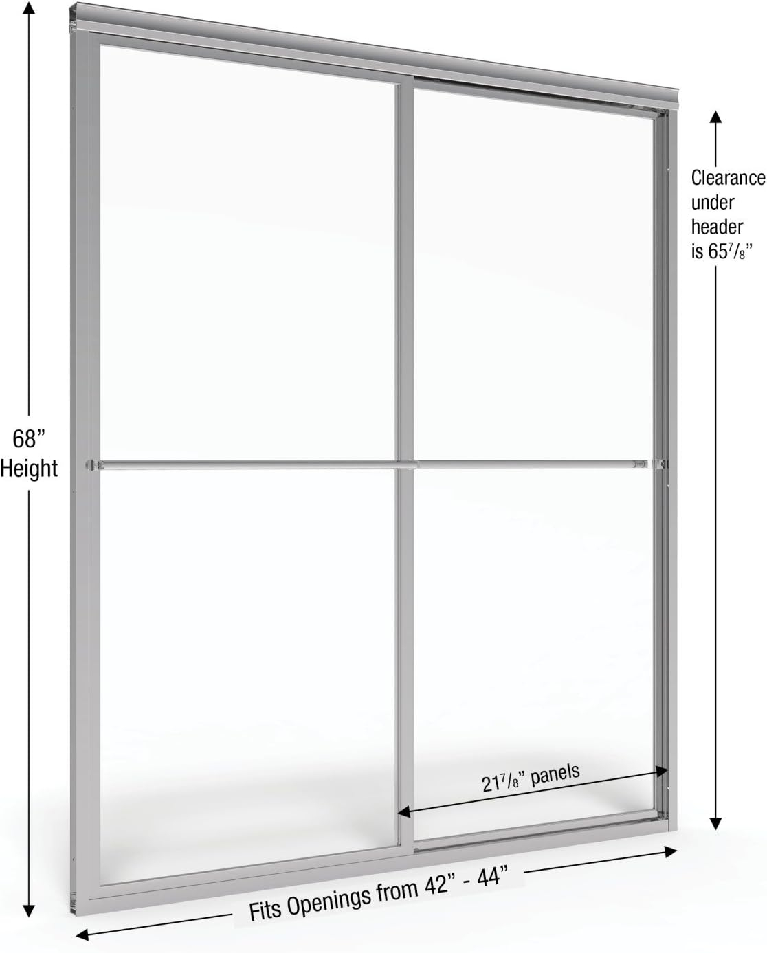 Deluxe 44" W x 68" H Frameless Shower Door