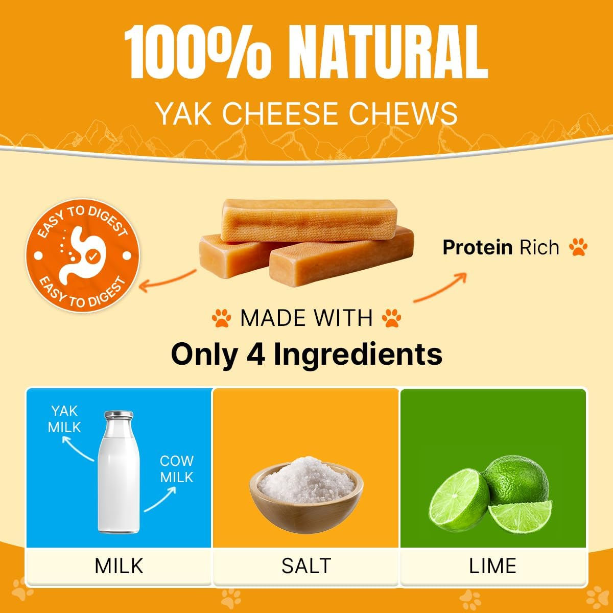 Medium Natural Yak Cheese Dog Chew Sticks for Dental Care