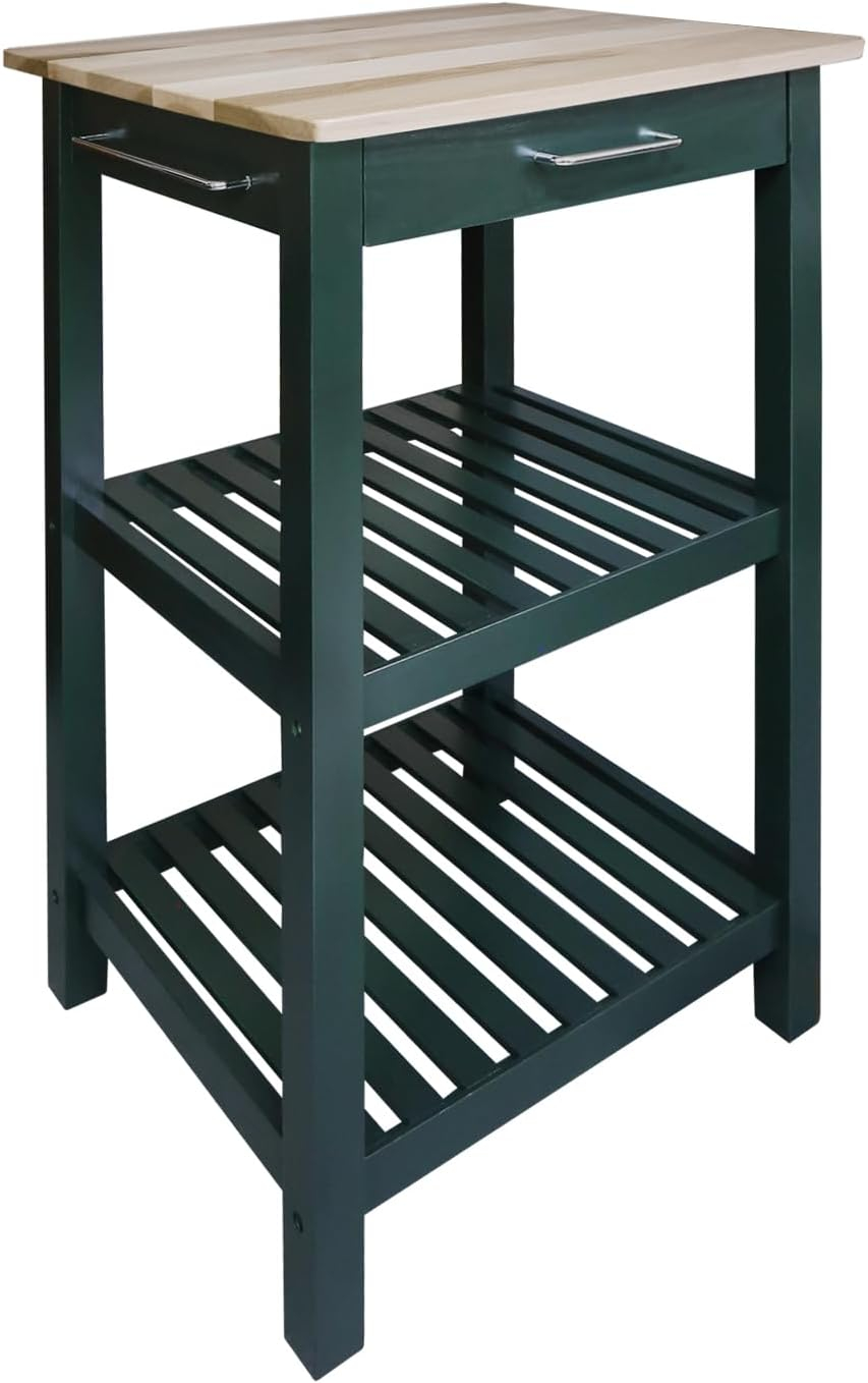 Sunrise Kitchen Island with Solid Wood Top, Hunter Green