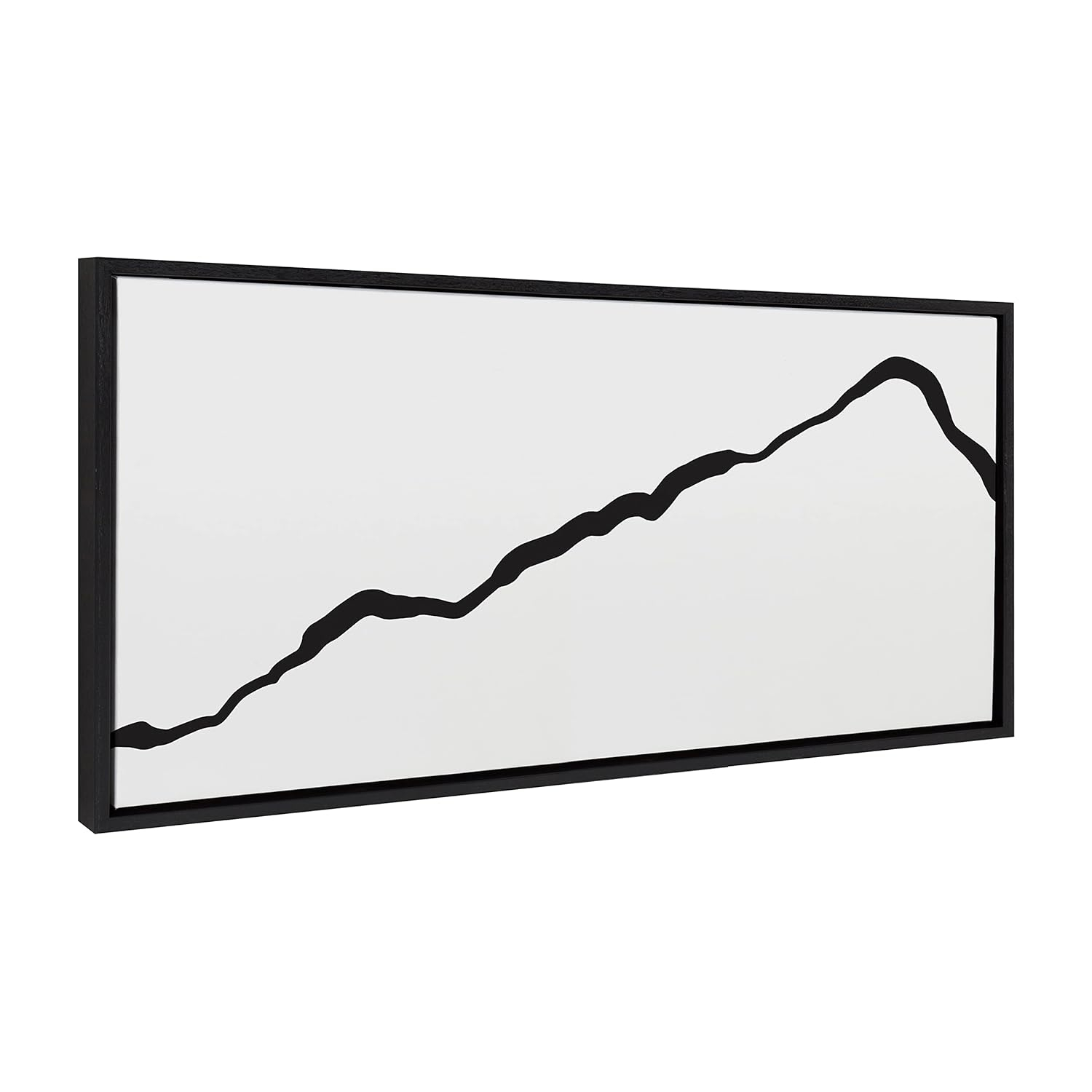 Kate and Laurel Sylvie Elevated Abstract Minimalist Mountain Landscape Framed Canvas Wall Art by The Creative Bunch Studio, 18x40 Black, Minimal Mountainous Landscape Art for Wall