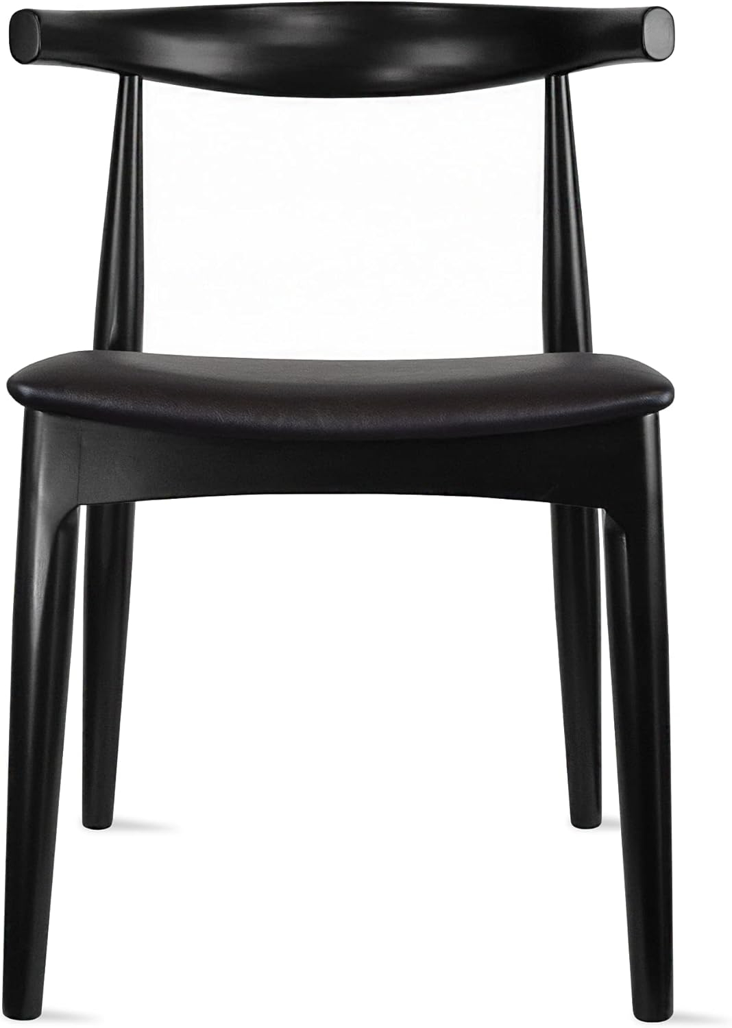 2xhome Contemporary Farmhouse Real Solid Wood Cloth Cushion Seat Dining Chair, Elbow Side Chair (Espresso-Beige Seat)