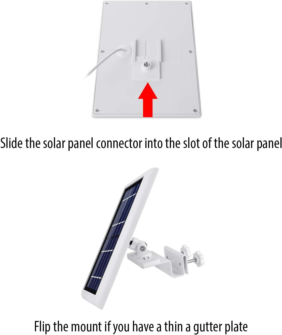 Wasserstein Gutter Mount for Solar Panel Compatible with Ring, Arlo, Blink, Reolink Cams (1 Pack, White) (Not Compatible with Ring Super Solar Panel)