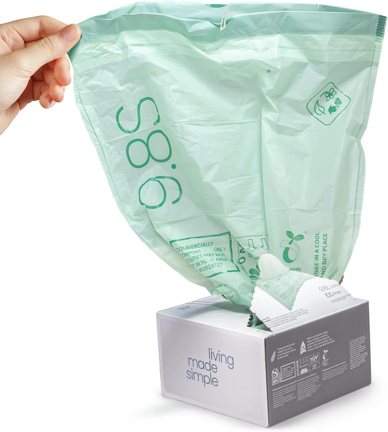 2.6 Gal. Compostable Kitchen Trash Bags 100-Count with Drawstring Handle