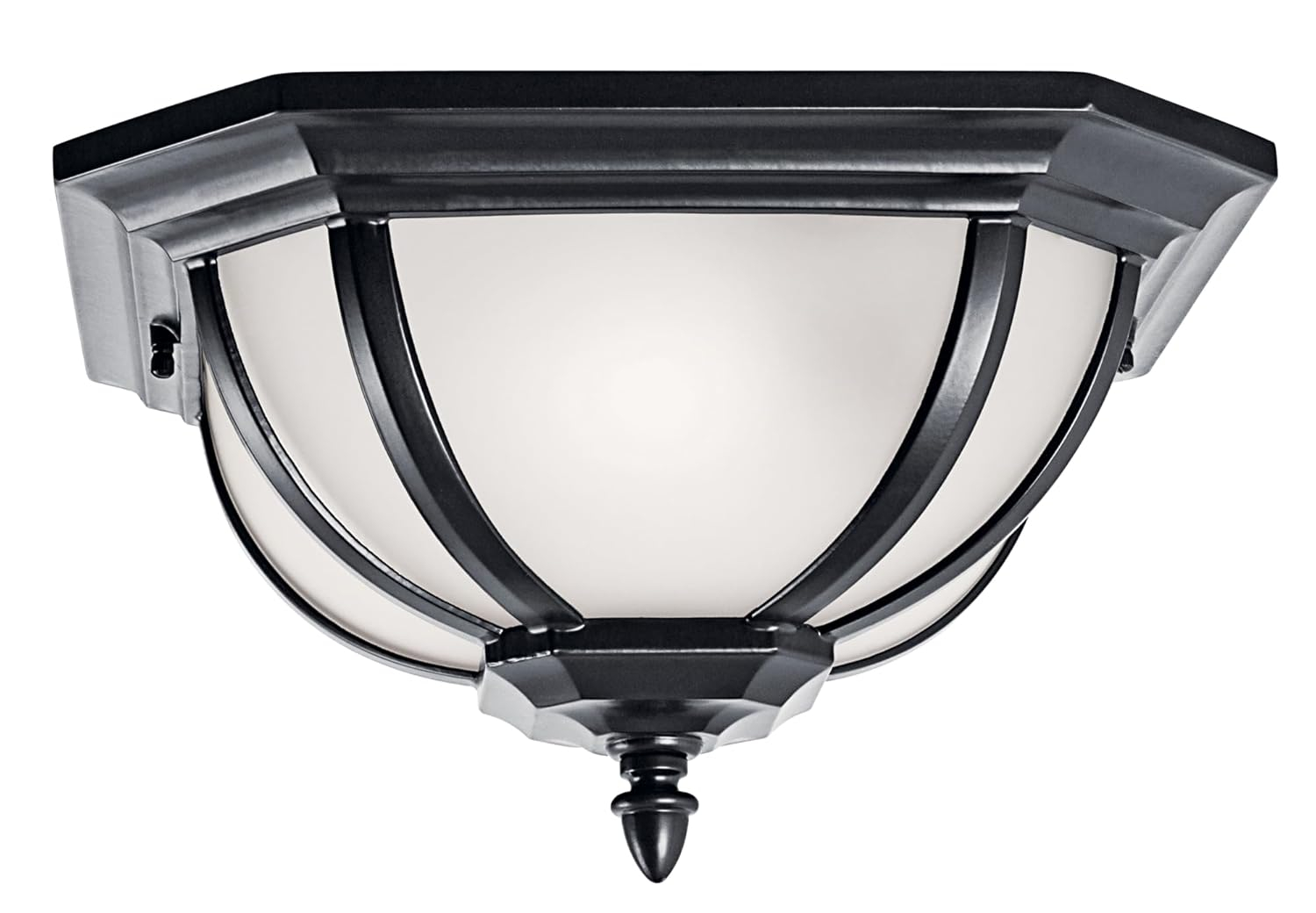 Black and White Glass Bronze 2-Light Flush Mount Ceiling Fixture