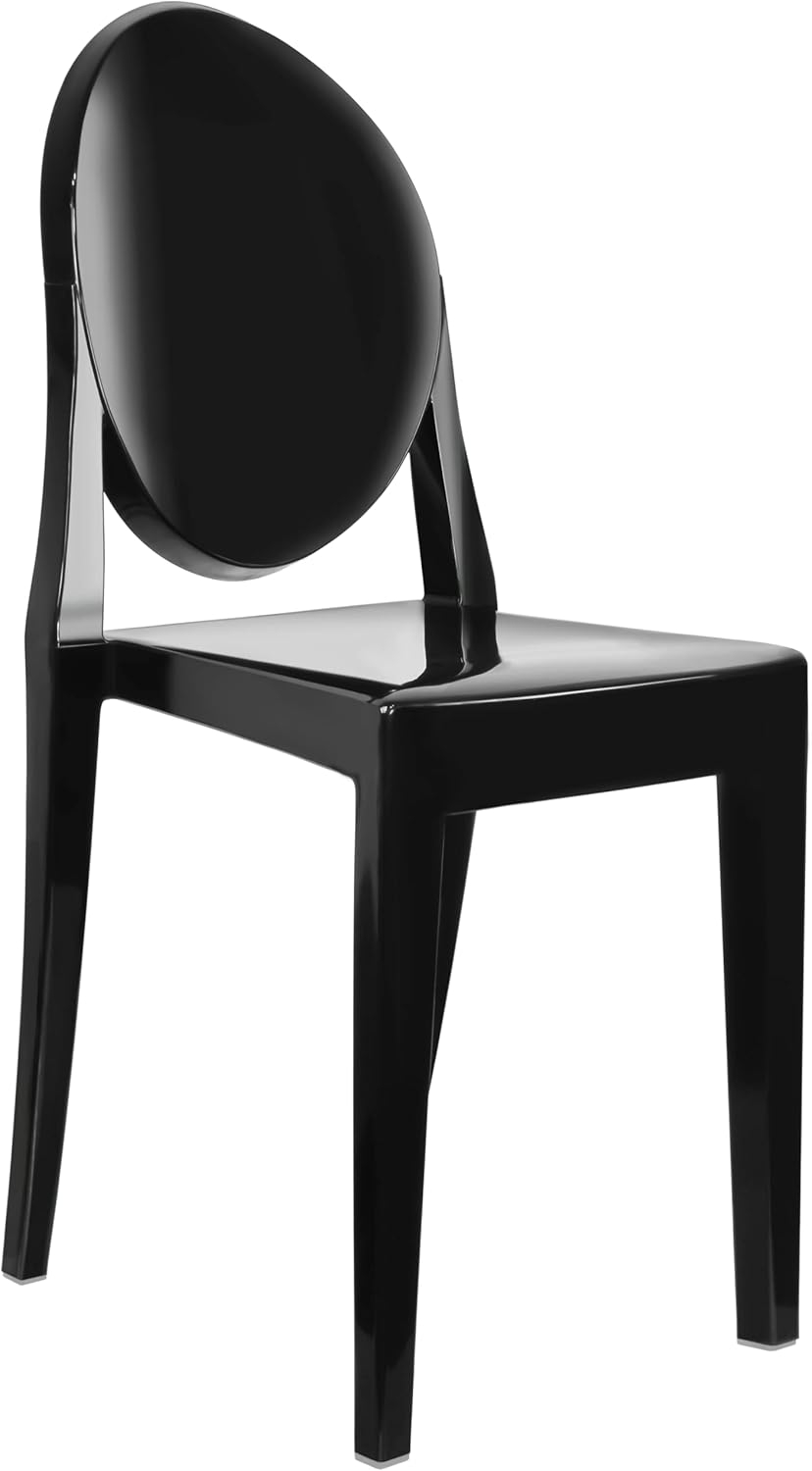 2xhome Modern Contemorary Dining Ghost Side Chair Stackable Victorian Acrylic Plastic Vanity Chair, Black
