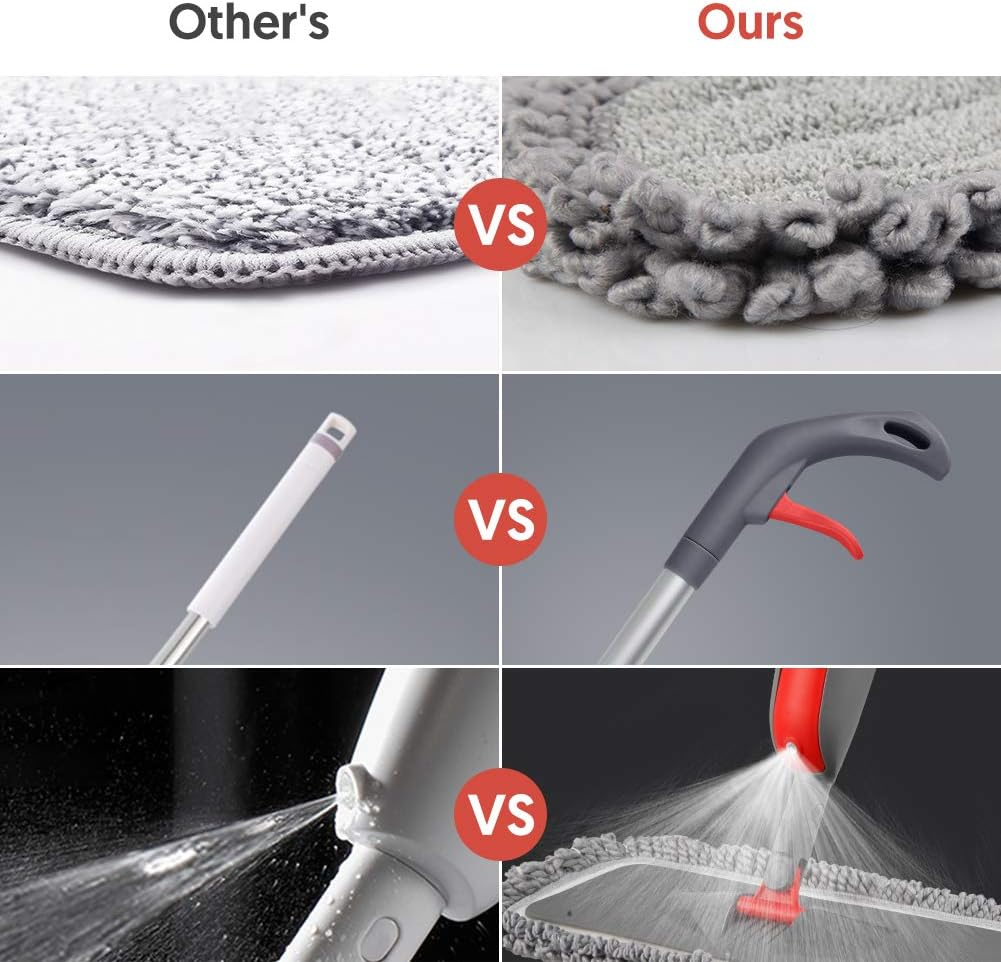 MEXERRIS Microfiber Floor Mop For Hardwood Cleaning - 360 Rotating Dust Wet Mop With Aluminum Extended Handle 4 Reusable Washable Mop Pads Cloth And 1 Scraper