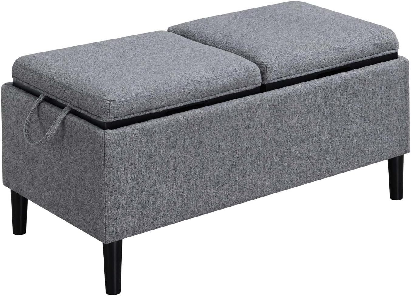 Convenience Concepts Designs4Comfort Magnolia Storage Ottoman w/ Reversible Trays, Soft Gray Fabric