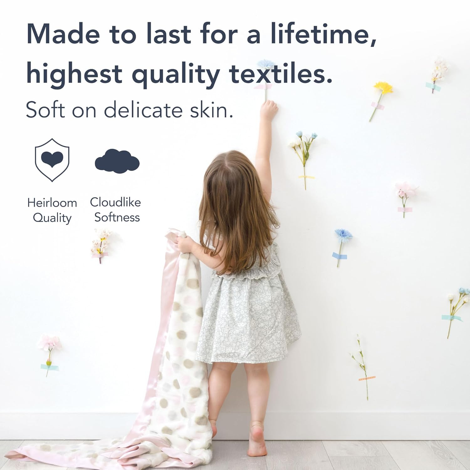 Soft Pink and Gray Faux Fur Baby Blanket with Satin Trim