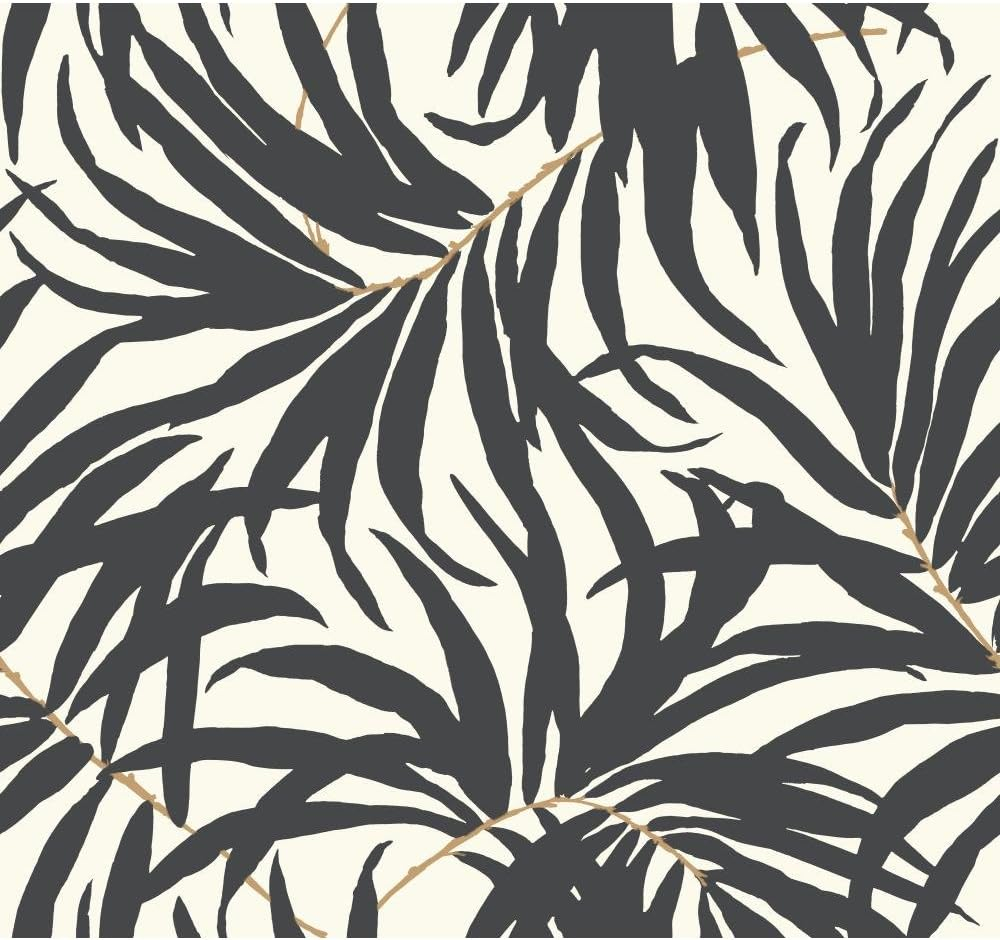 Tropical Black and Gold Vinyl-Coated Self-Adhesive Wallpaper Roll