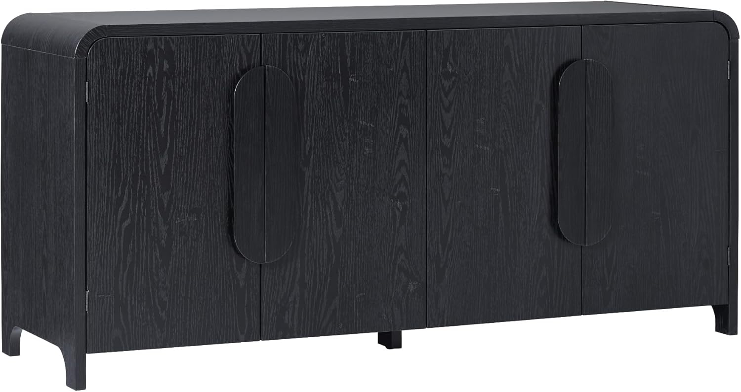 Walker Edison Modern 64" Sideboard with Rounded Edges, Black