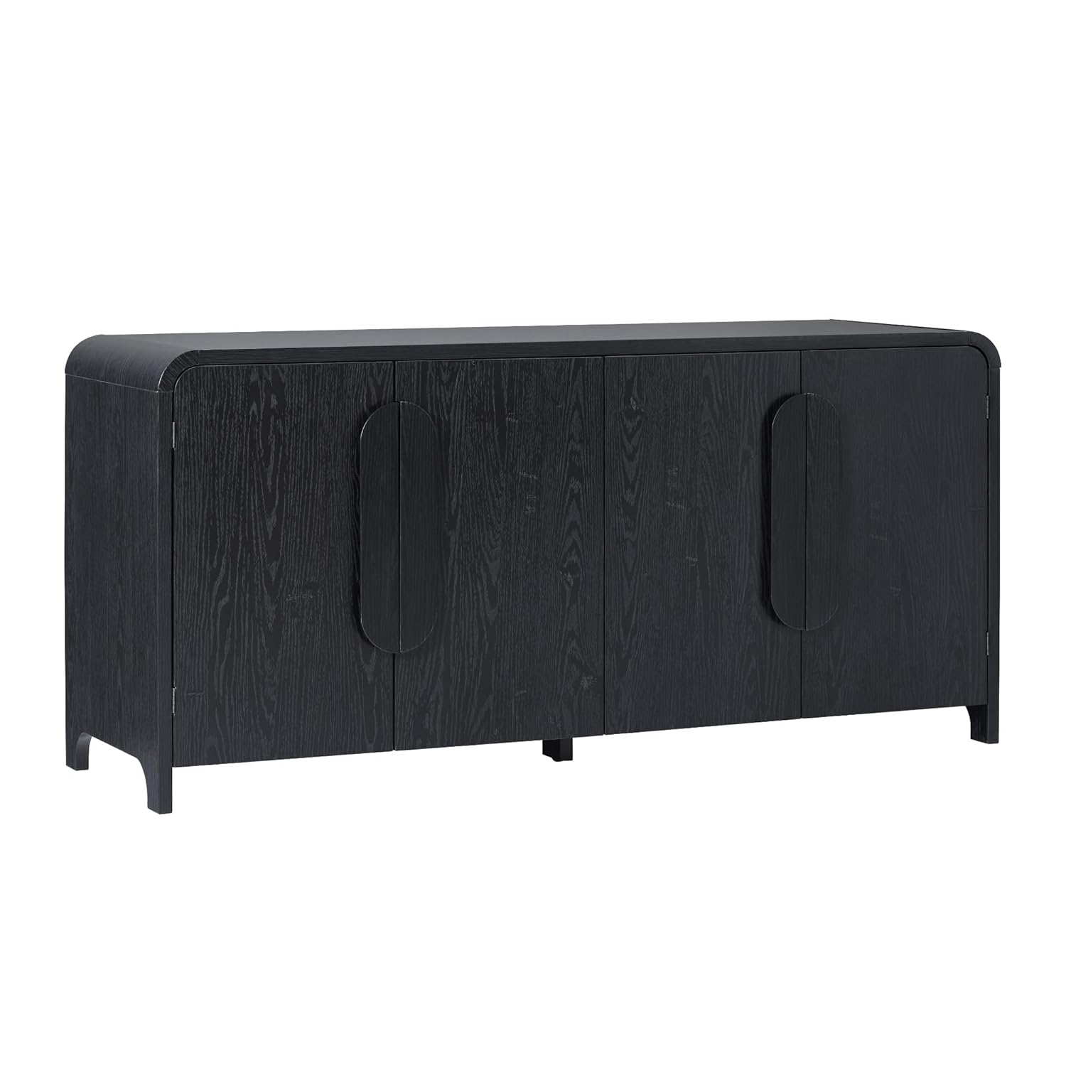 Walker Edison Modern 64" Sideboard with Rounded Edges, Black