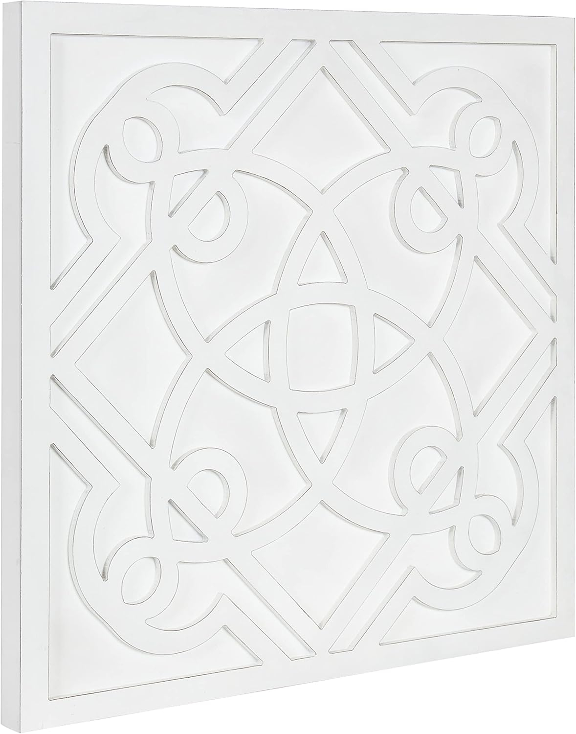 Kate and Laurel Mercador Square Wooden Wall Art Plaque, White, 24 x 24, Modern Farmhouse Dimensional Wood Wall Art Plaque for Simple Coastal Home Decor Design