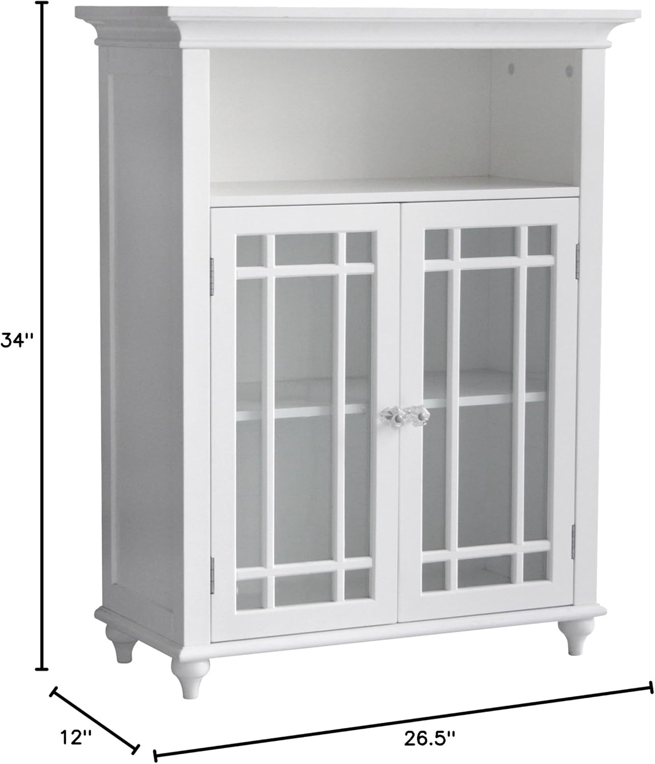Elegant Home Fashions Neal Double Door Floor Cabinet, White