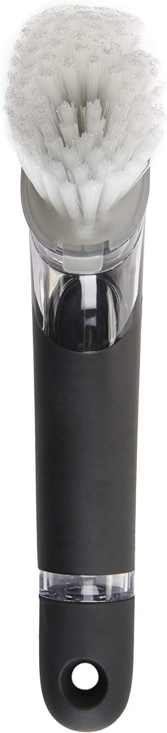 Stainless Steel and Black Soap Dispensing Dish Brush