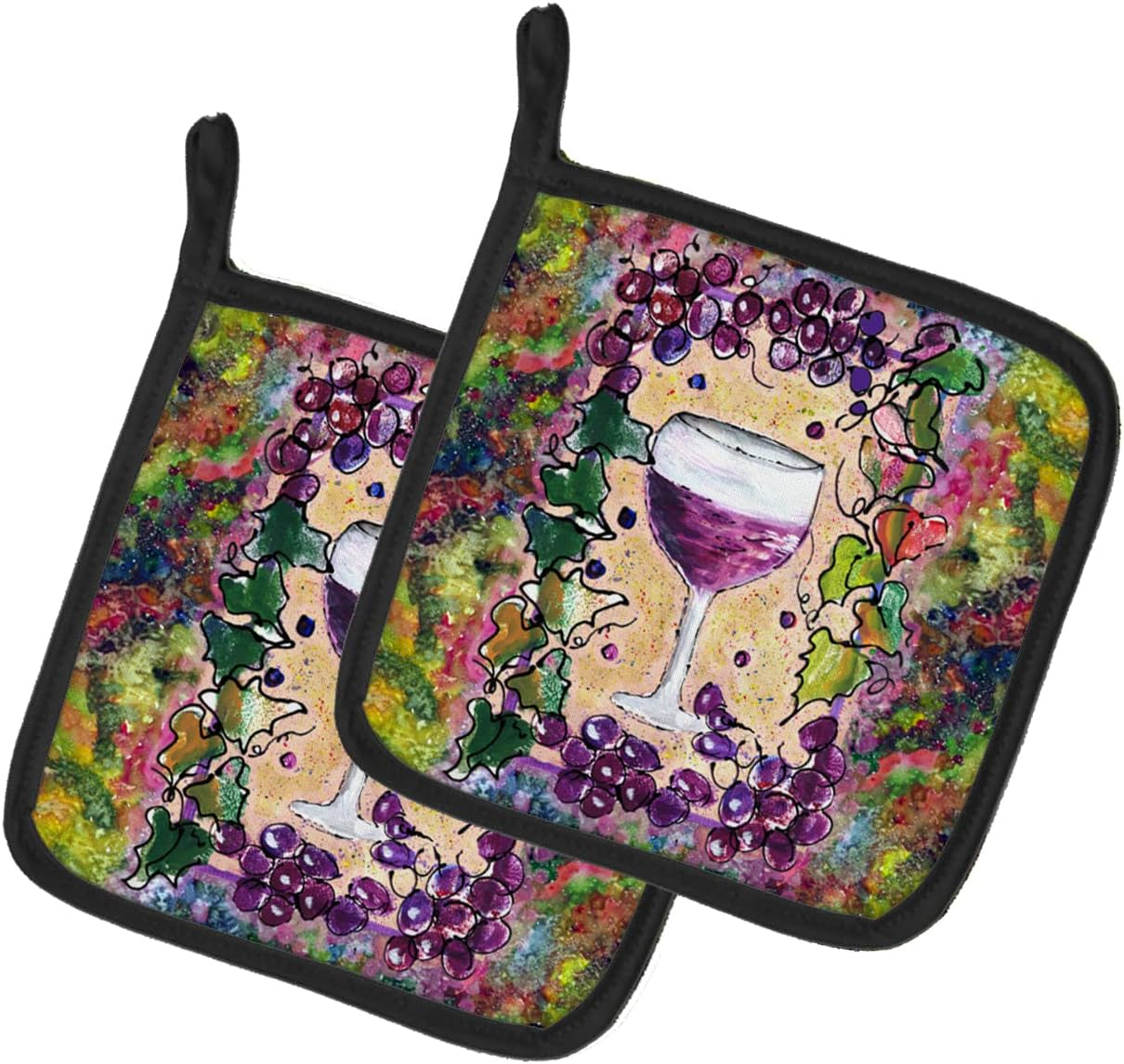 Carolines Treasures 8616PTHD Wine Pair of Pot Holders , 7.5HX7.5W, multicolor
