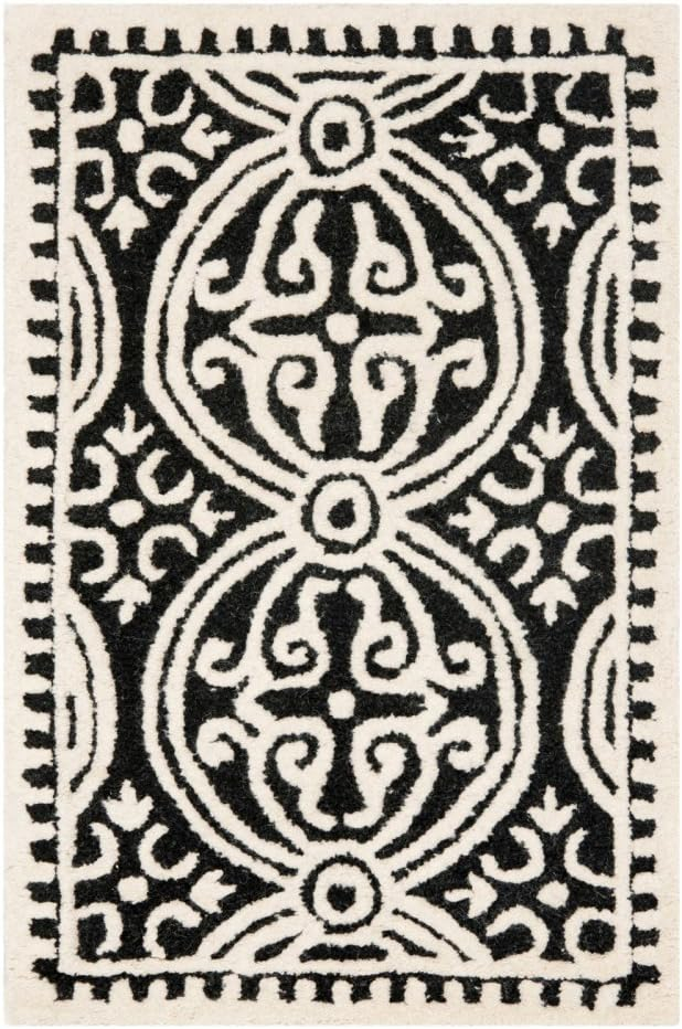 SAFAVIEH Cambridge Leslie Geometric Wool Area Rug, Black/Ivory, 11' x 15'