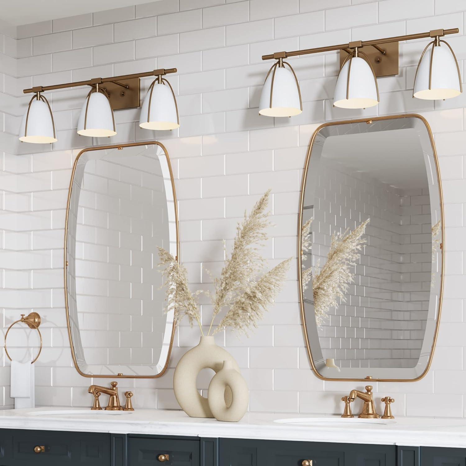 Frank Vintage Black Metal and Brass 2-Light Vanity Sconce