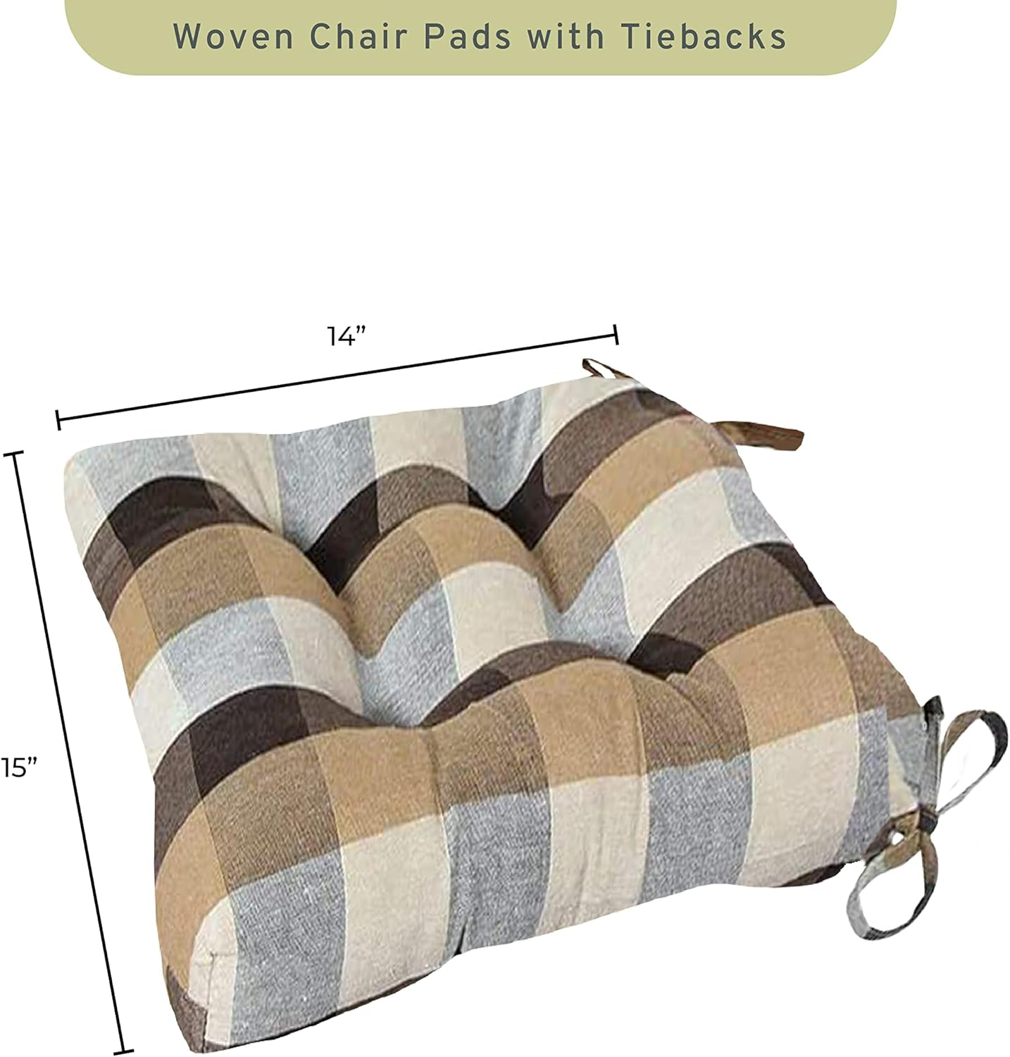 Arlee 16 x 16 in. Buffalo Check Woven Plaid Chair Pad - Set of 4