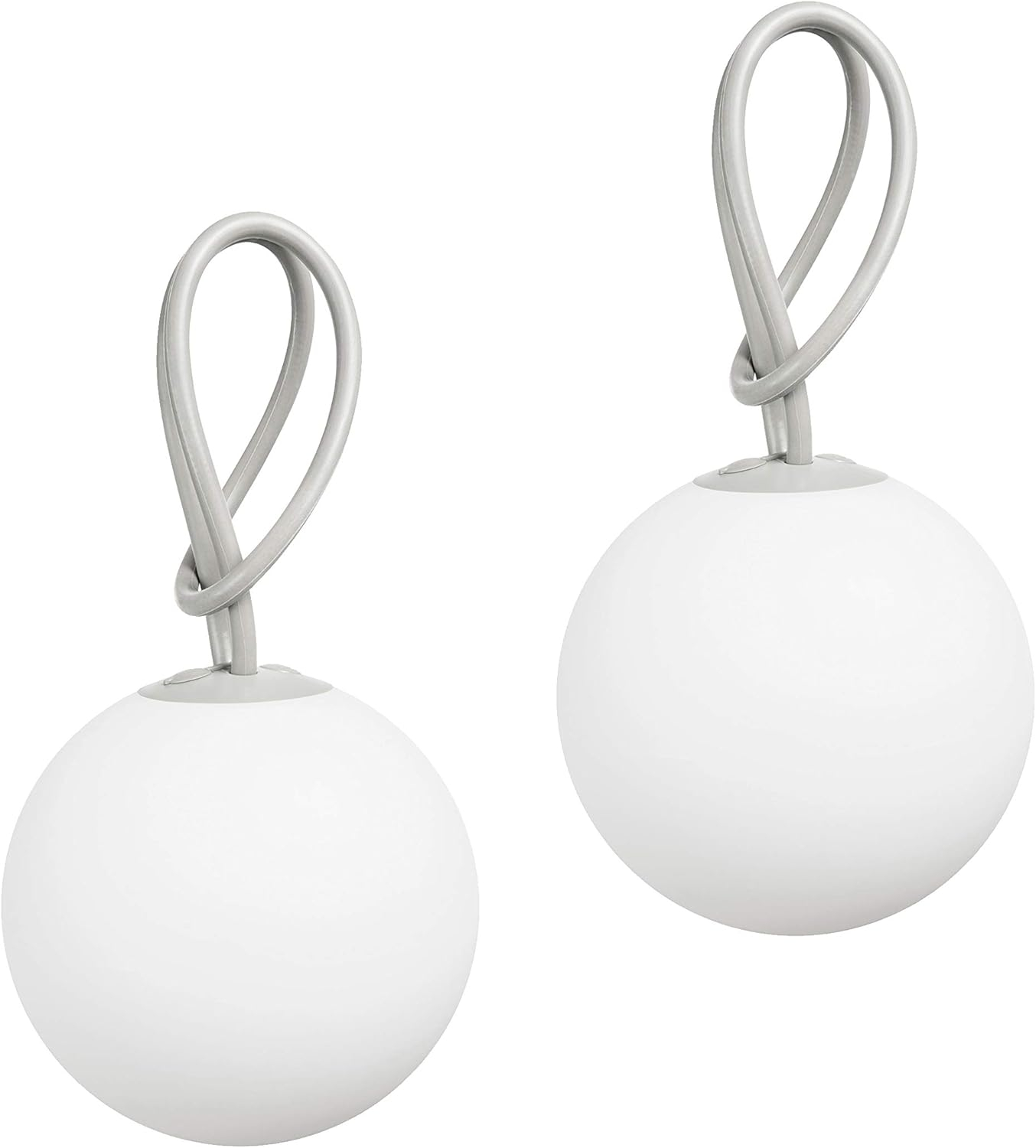 White and Taupe LED Globe Indoor/Outdoor Hanging Lamps