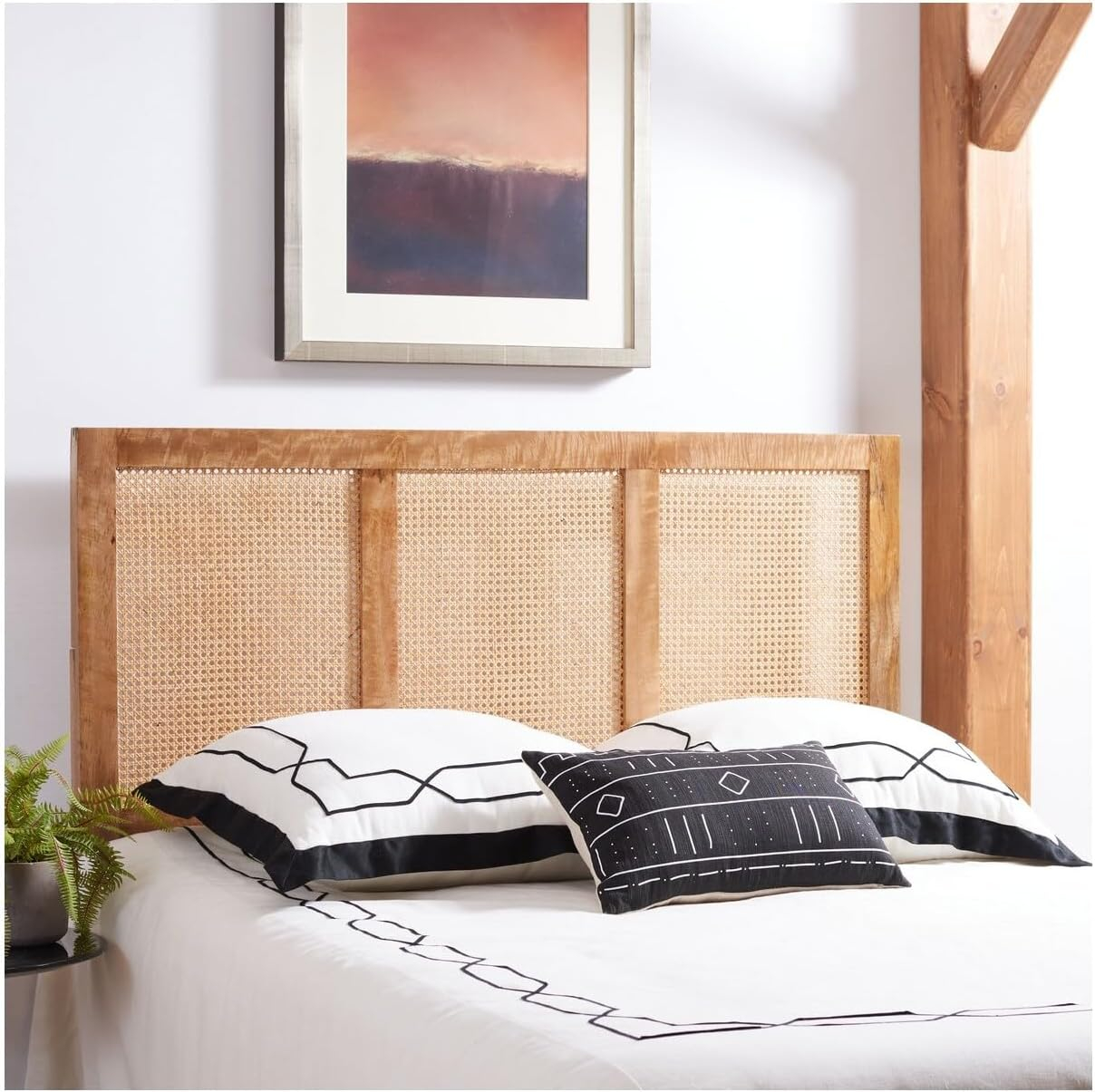 SAFAVIEH Vienna Cane Farmhouse Wood Headboard, Twin, Natural