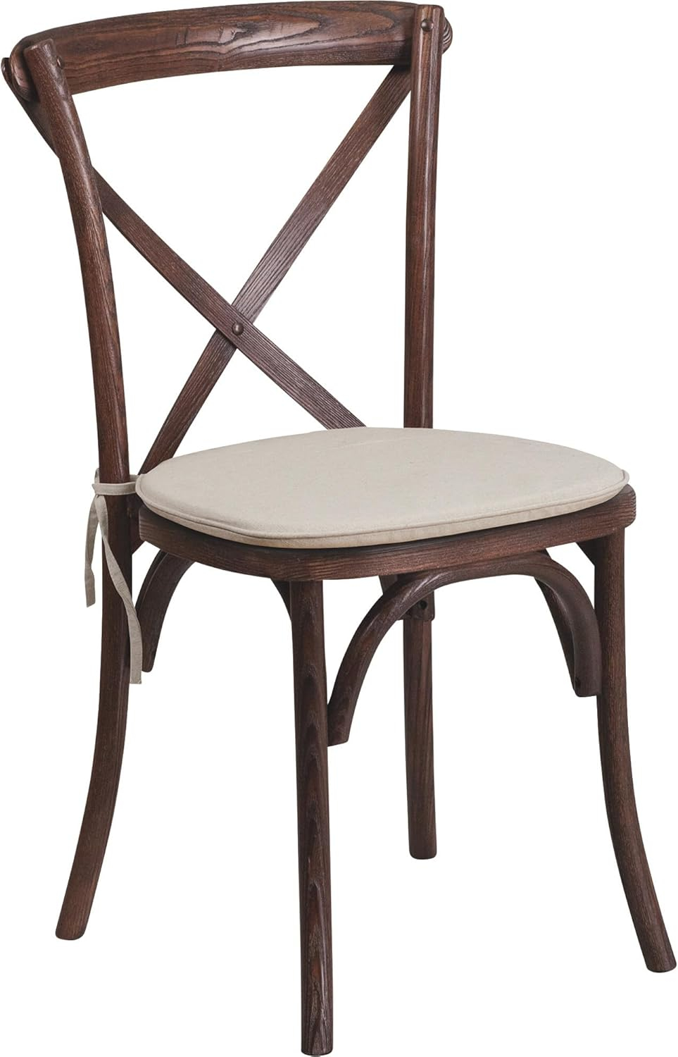 Flash Furniture HERCULES Series Stackable Mahogany Wood Cross Back Chair with Cushion