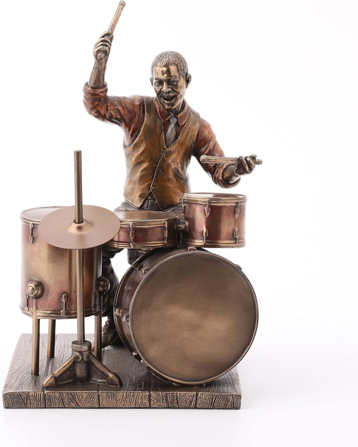 Veronese Design 8.1 Inch African American Male Jazz Band Drummer Bronze Finish Statue