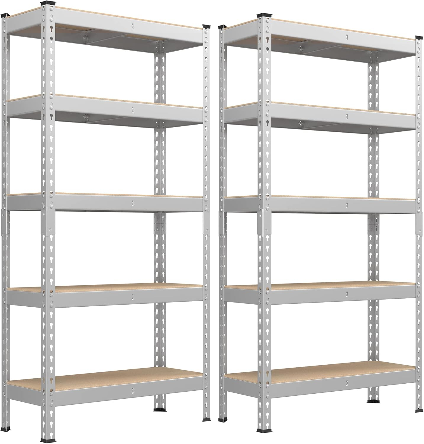 SONGMICS 5-Tier Storage Shelves Metal Garage Storage Boltless Assembly Adjustable Shelving Unit 11.8 x 29.5 x 59.1 inches Load 1929 lb for Shed Warehouse Basement Kitchen Silver