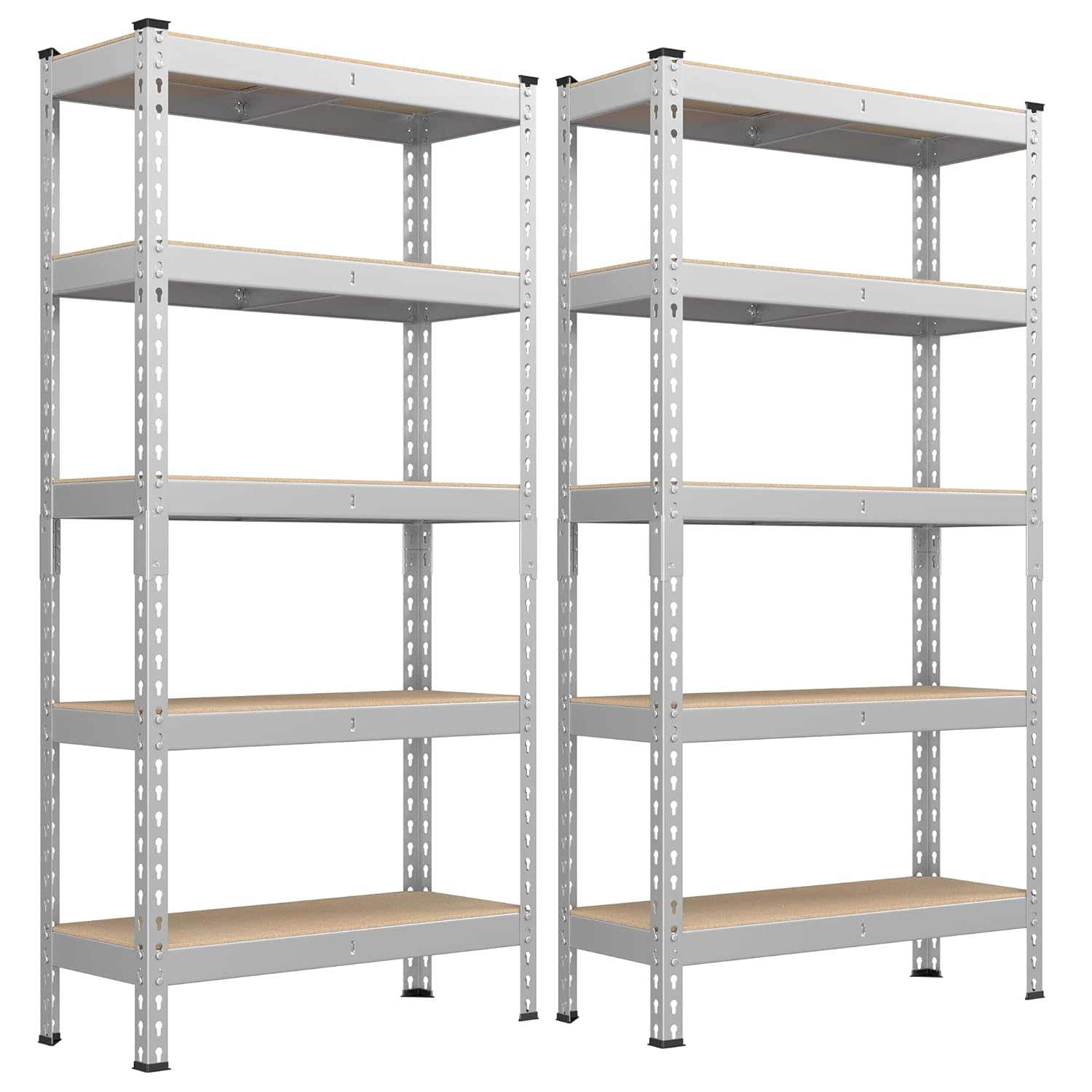 SONGMICS 5-Tier Storage Shelves Metal Garage Storage Boltless Assembly Adjustable Shelving Unit 11.8 x 29.5 x 59.1 inches Load 1929 lb for Shed Warehouse Basement Kitchen Silver