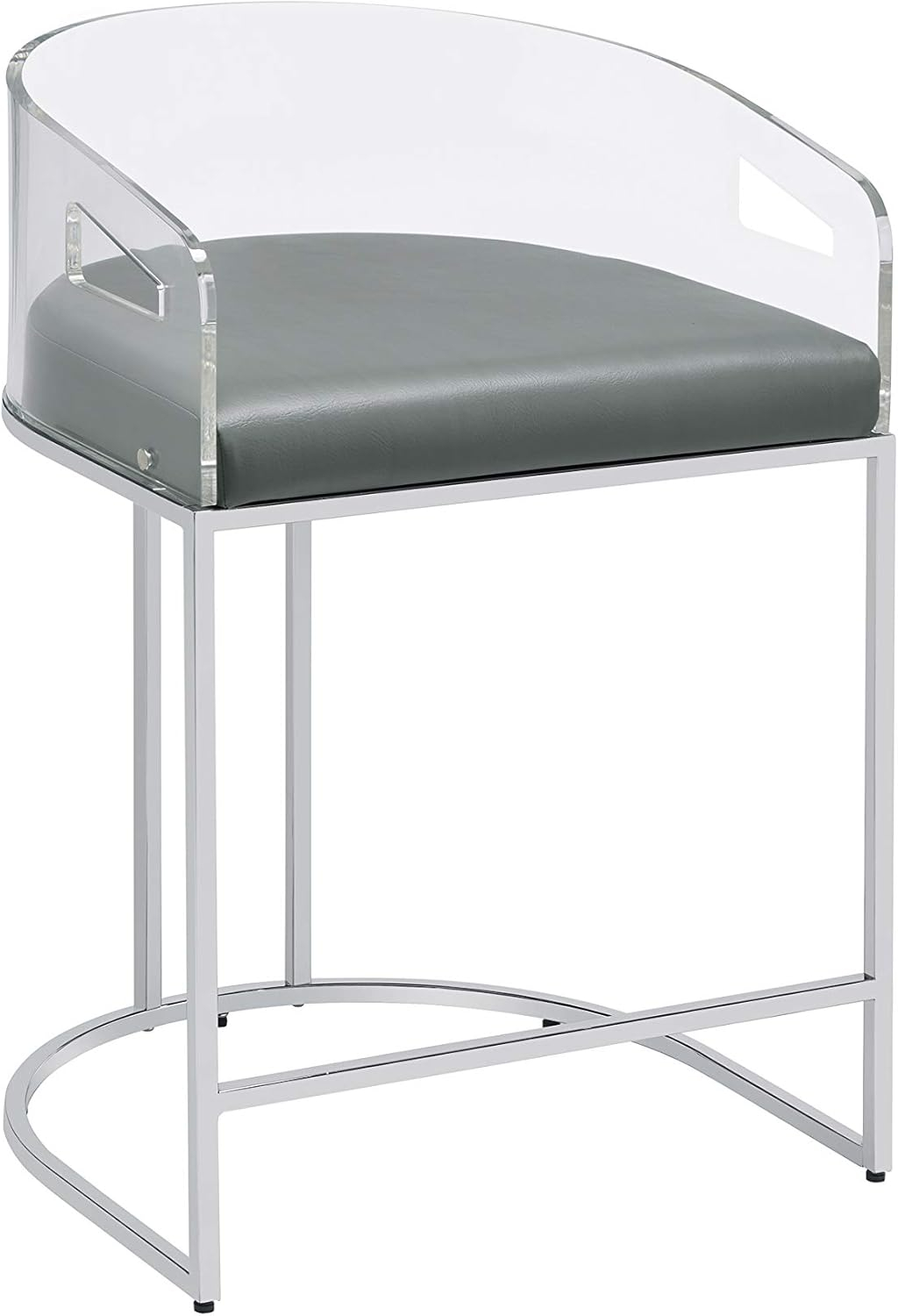 Coaster Faux Leather Counter Height Stools with Acrylic Back in Gray