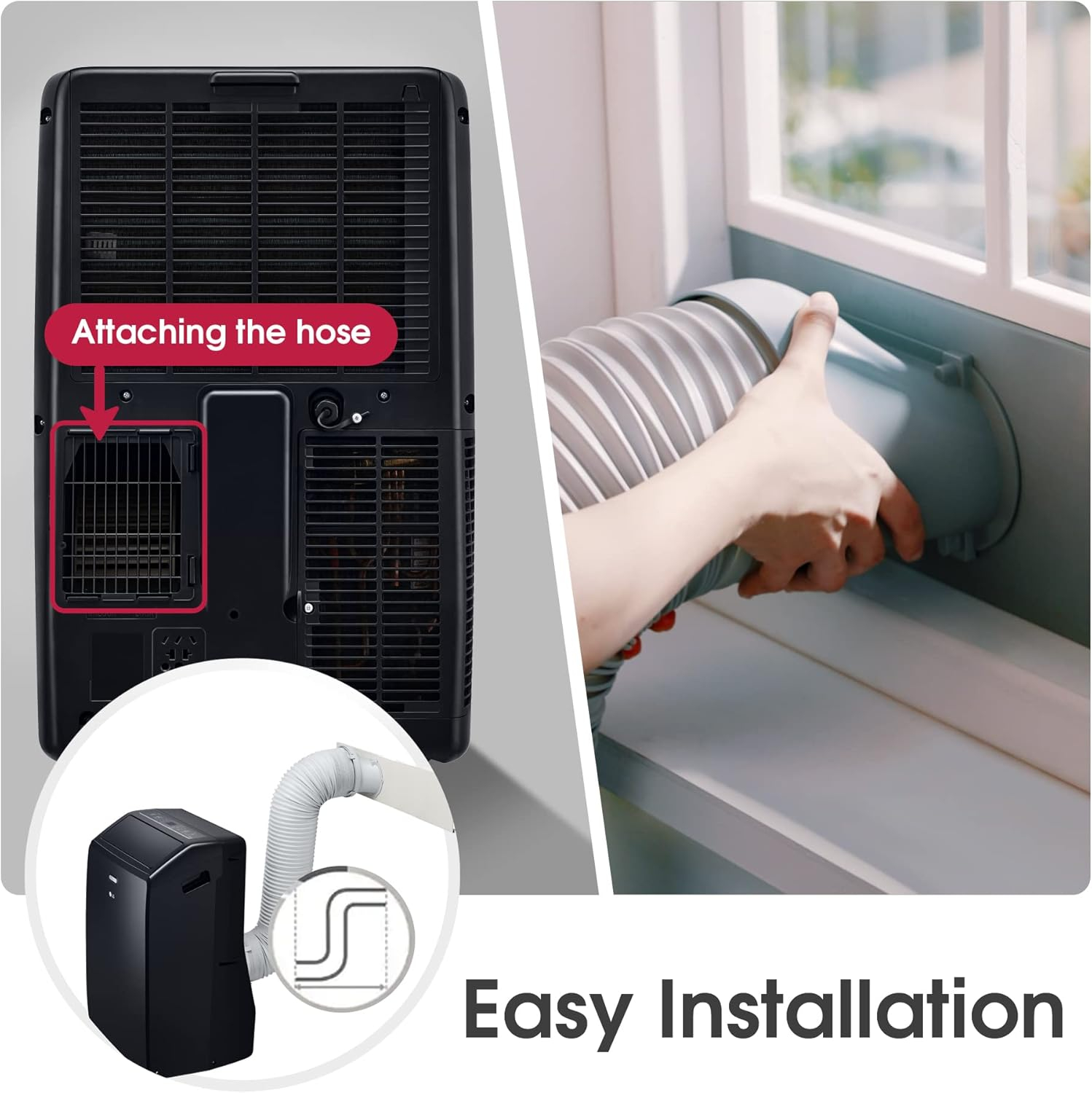 LG 8000 BTU (DOE) / (12000 ASHRAE) Portable Air Conditioners Cools 350 Sqft Easy Install & WiFi App Remote Eco-friendly, Quiet Small & Medium Room Air Conditioner AC Unit Home Gray LP0823GSSM
